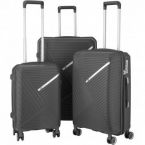 2E Набор пластиковых чемоданов, SIGMA,(L+M+S), 4 колеса, графит