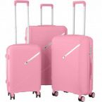 2E Набор пластиковых чемоданов, SIGMA,(L+M+S), 4 колеса, розовый
