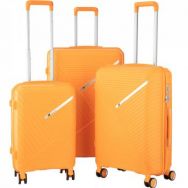 2E Набор пластиковых чемоданов, SIGMA,(L+M+S), 4 колеса, оранжевый