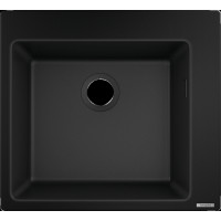 Hansgrohe Мойка кухонная S51, гранит, квадрат, без крыла, 560х510х190мм, чаша- 1, накладная, S510-F450, черный графит