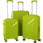 2E Набор пластиковых чемоданов, SIGMA,(L+M+S), 4 колеса, зелёное яблоко
