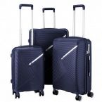 2E Набор пластиковых чемоданов, SIGMA,(L+M+S), 4 колеса, тёмно-синий