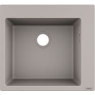 Hansgrohe Мойка кухонная S51, гранит, квадрат, без крыла, 560х510х190мм, чаша- 1, накладная, S510-F450, серый бетон