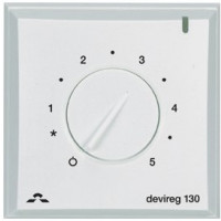 Danfoss Терморегулятор DEVIreg 130, (+5+45С), механический, датчик на проводе 3м, 82 х 82мм, макс. 16A, белый