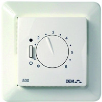 Danfoss Терморегулятор DEVIreg 530, (+5+45С), механический, датчик на проводе 3м, 85 х 85мм, макс. 15A, белый