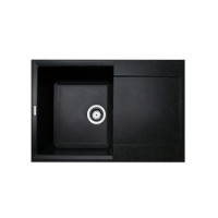 Adamant Мойка кухонная Horizon, искуственный камень, прямоуг., с крылом, 780х495х230мм, чаша - 1, врезная, черный