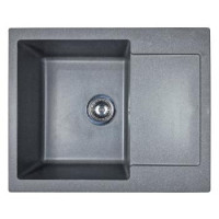 Adamant Мойка кухонная Minimal, искуственный камень, прямоуг., с крылом, 615х495х200мм, чаша - 1, врезная, серый