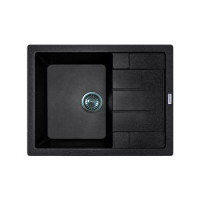 Adamant Мойка кухонная Anila, искуственный камень, прямоуг., с крылом, 645х495х200мм, чаша - 1, врезная, черный