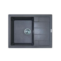 Adamant Мойка кухонная Anila, искуственный камень, прямоуг., с крылом, 645х495х200мм, чаша - 1, врезная, серый