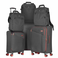 2E Набір валіз 2E, Trek, (L+M+S), TSA, 4 колеса, + 3 рюкзаки Cabin (2E-BPET-CABIN-BK), поліестр, сірий