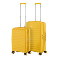 2E Набір валіз 2E, Aero, поліпропілен, (M+S),TSA, 4 колеса, EXP, бурштиново-жовтий