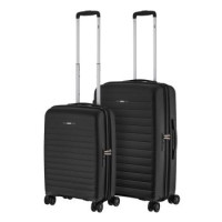 2E Набір валіз 2E, Aero, поліпропілен, (M+S),TSA, 4 колеса, EXP, чорний