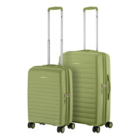 2E Набір валіз 2E, Aero, поліпропілен, (M+S),TSA, 4 колеса, EXP, оливково-зелений