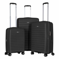 2E Набір валіз 2E, Aero, поліпропілен, (L+M+S),TSA, 4 колеса, EXP, чорний