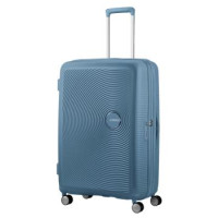 American Tourister Валіза American Tourister, Soundbox, поліпропілен, велика, 77см, 97/110л, TSA, 4 колеса, EXP, сіро-синій