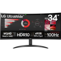 LG Монитор 34" 34WR50QK-B 2xHDMI, DP, Audio, VA, 3440x1440, 21:9, 100Hz, sRGB 99%, CURVED, FreeSync, HDR10