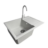 Adamant Набор кухонный Horizon Medium, искуственный камень, прямоуг., с крылом, 700х500х230мм, чаша - 1, врезная, Old stone + смеситель