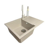 Adamant Набор кухонный Horizon Medium, искуственный камень, прямоуг., с крылом, 700х500х230мм, чаша - 1, врезная, Avena + смеситель и дозатор