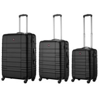 Wenger Набор чемоданов, Amplar 3 в 1, (S,M,L), пластик, 4 колеса, чёрный