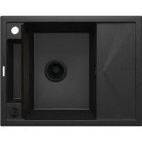 Deante Мойка кухонная Magnetic, гранит, прямоуг., с крылом, 640х500х219мм, чаша - 1, врезная, металлический графит