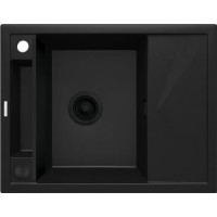 Deante Мойка кухонная Magnetic, гранит, прямоуг., с крылом, 640х500х219мм, чаша - 1, врезная, черный матовый