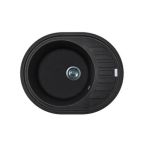 Adamant Мойка кухонная Ovum, искуственный камень, овальная, с крылом, 615х495х200мм, чаша - 1, врезная, черный