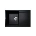 Adamant Мойка кухонная Horizon, искуственный камень, прямоуг., с крылом, 780х495х230мм, чаша - 1, врезная, черный