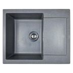 Adamant Мойка кухонная Minimal, искуственный камень, прямоуг., с крылом, 615х495х200мм, чаша - 1, врезная, серый