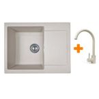 Adamant Набор кухонный Minimal, искуственный камень, прямоуг., с крылом, 615х495х200мм, чаша - 1, врезная, Avena + смеситель