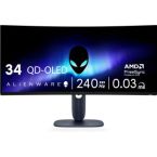 Dell Монитор 34" AW3425DW 2xHDMI, DP, USB, QD-OLED, 3440x1440, 21:9, 240Hz, 0.03ms, DCI-P3 99.3%, CURVED, G-SYNC, FreeSync, AdaptiveSync, HAS, HDR TrueBlack 400
