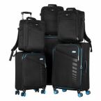 2E Набір валіз 2E, Trek, (L+M+S), TSA, 4 колеса, + 3 рюкзаки Cabin (2E-BPET-CABIN-BK), поліестр, чорний