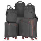 2E Набір валіз 2E, Trek, (L+M+S), TSA, 4 колеса, + 3 рюкзаки Cabin (2E-BPET-CABIN-BK), поліестр, сірий