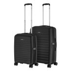 2E Набір валіз 2E, Aero, поліпропілен, (M+S),TSA, 4 колеса, EXP, чорний