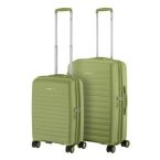 2E Набір валіз 2E, Aero, поліпропілен, (M+S),TSA, 4 колеса, EXP, оливково-зелений
