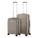 2E Набір валіз 2E, Aero, поліпропілен, (M+S),TSA, 4 колеса, EXP, сіро-коричневий