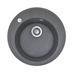 Adamant Мойка кухонная Sun, искуственный камень, круглая, без крыла, 510x200мм, чаша - 1, врезная, серый