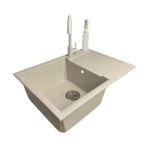 Adamant Набор кухонный Horizon Medium, искуственный камень, прямоуг., с крылом, 700х500х230мм, чаша - 1, врезная, Avena + смеситель и дозатор