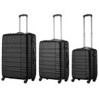 Wenger Набор чемоданов, Amplar 3 в 1, (S,M,L), пластик, 4 колеса, чёрный