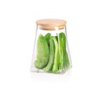 ARDESTO Банка для хранения Midori, 740мл, стекло, бамбук, конусная, прозрачный