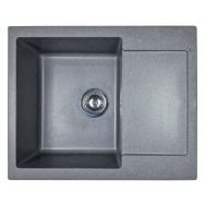 Adamant Мойка кухонная Minimal, искуственный камень, прямоуг., с крылом, 615х495х200мм, чаша - 1, врезная, серый