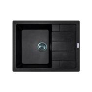 Adamant Мойка кухонная Anila, искуственный камень, прямоуг., с крылом, 645х495х200мм, чаша - 1, врезная, черный