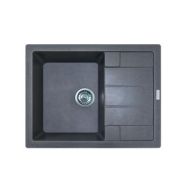 Adamant Мойка кухонная Anila, искуственный камень, прямоуг., с крылом, 645х495х200мм, чаша - 1, врезная, серый