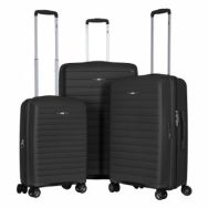 2E Набір валіз 2E, Aero, поліпропілен, (L+M+S),TSA, 4 колеса, EXP, чорний