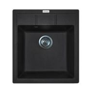 Adamant Мойка кухонная Brick, искуственный камень, квадрат, без крыла, 460x515x200мм, чаша - 1, врезная, черный