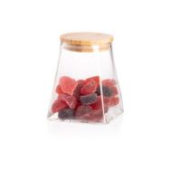 ARDESTO Банка для хранения Midori, 510мл, стекло, бамбук, конусная, прозрачный
