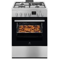 Electrolux Плита комбинированная 3 газ + 1 электро, 58л, 60x60см, дисплей, конвекция, пар, нерж