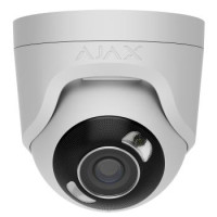 Ajax IP Wired Camera TurretCam HL white, 8MP, 4mm, hybrid illumination IR 35m, white LED 50m, PoE, True WDR, IP65, IR 35m, audio, viewing angle 75°–85°, turret, white