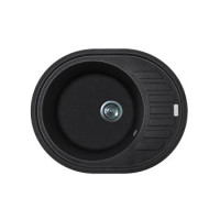 Adamant Мойка кухонная Ovum, искуственный камень, овальная, с крылом, 615х495х200мм, чаша - 1, врезная, черный