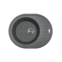 Adamant Мойка кухонная Ovum, искуственный камень, овальная, с крылом, 615х495х200мм, чаша - 1, врезная, серый