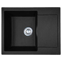 Adamant Мойка кухонная Minimal, искуственный камень, прямоуг., с крылом, 615х495х200мм, чаша - 1, врезная, черный